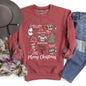 Merry Christmas Doodles, Cute, Santa, Stockings, Tree, Retro Sweatshirt