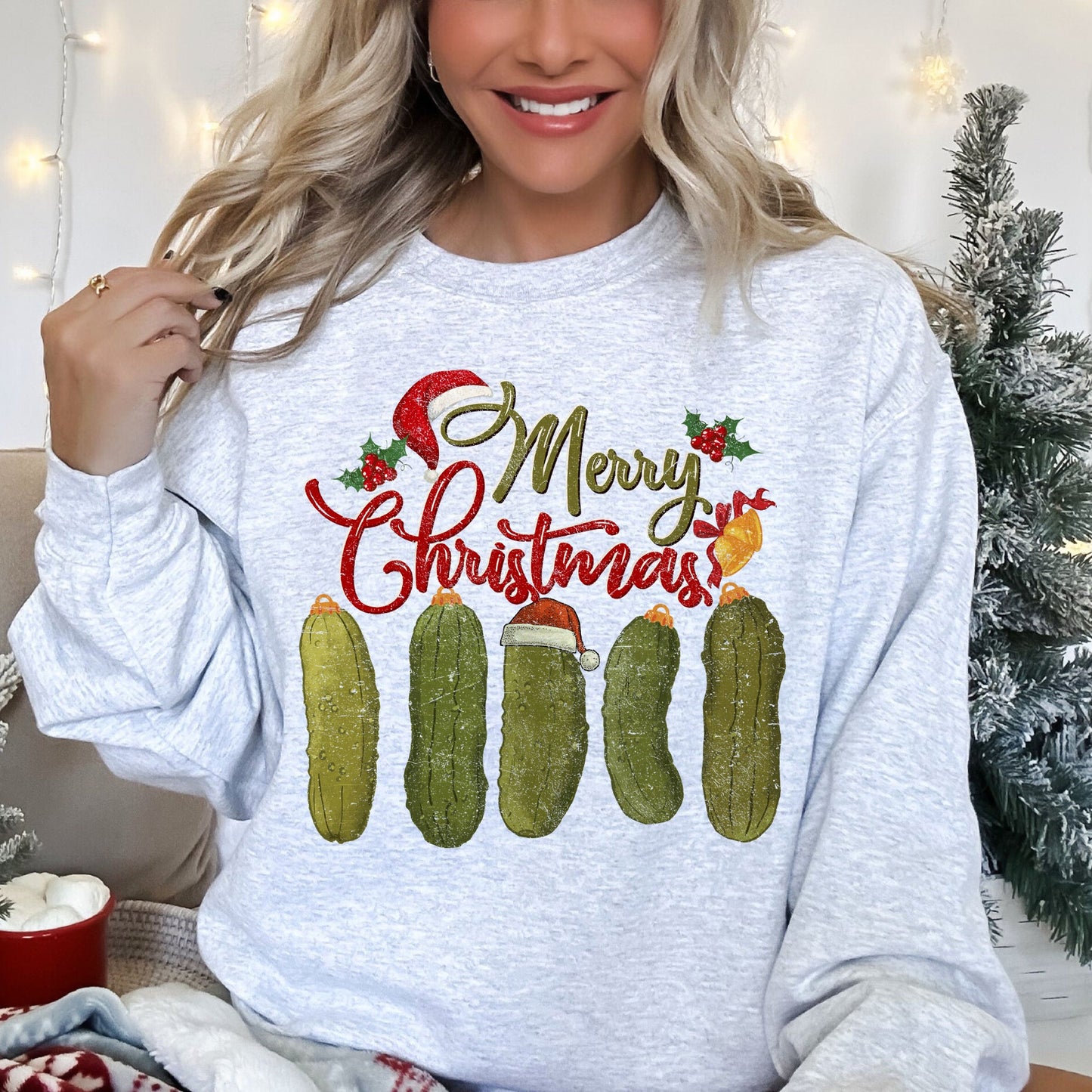Merry Christmas Pickles, Classic, Retro, Vintage Sweatshirt