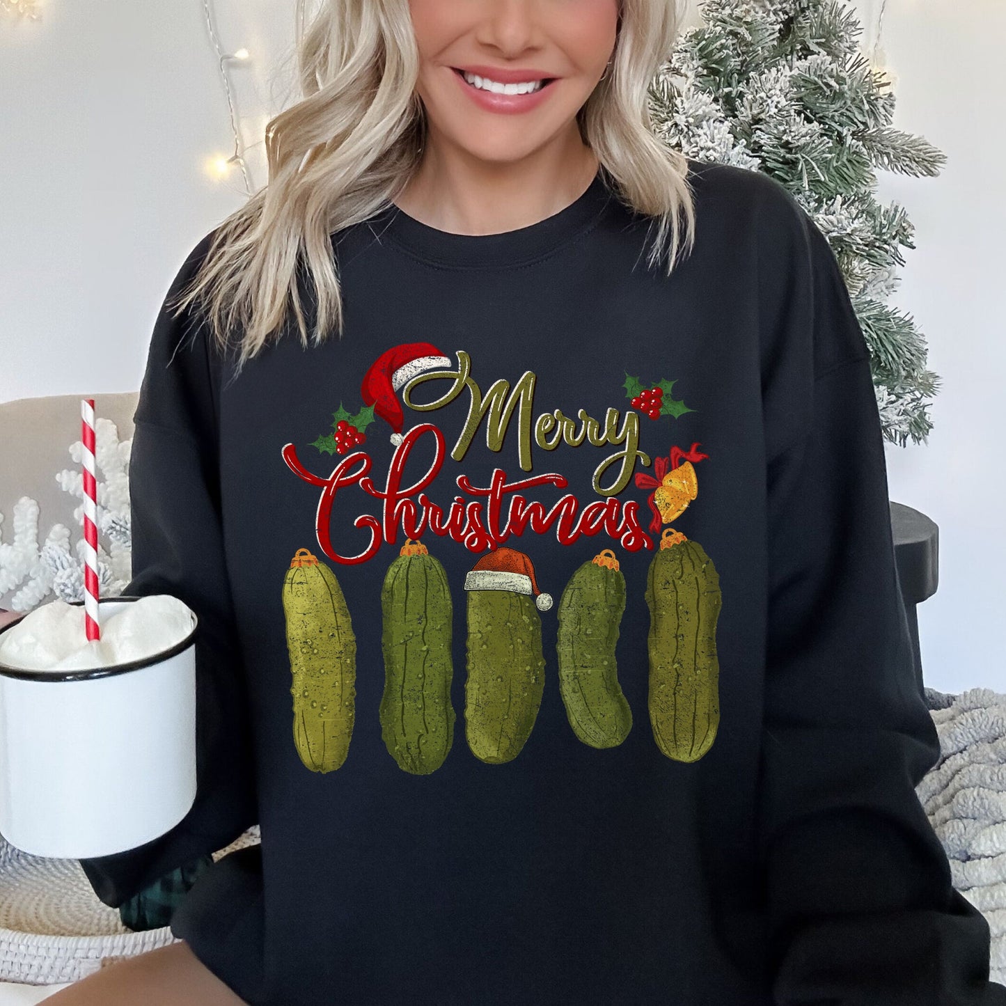 Merry Christmas Pickles, Classic, Retro, Vintage Sweatshirt