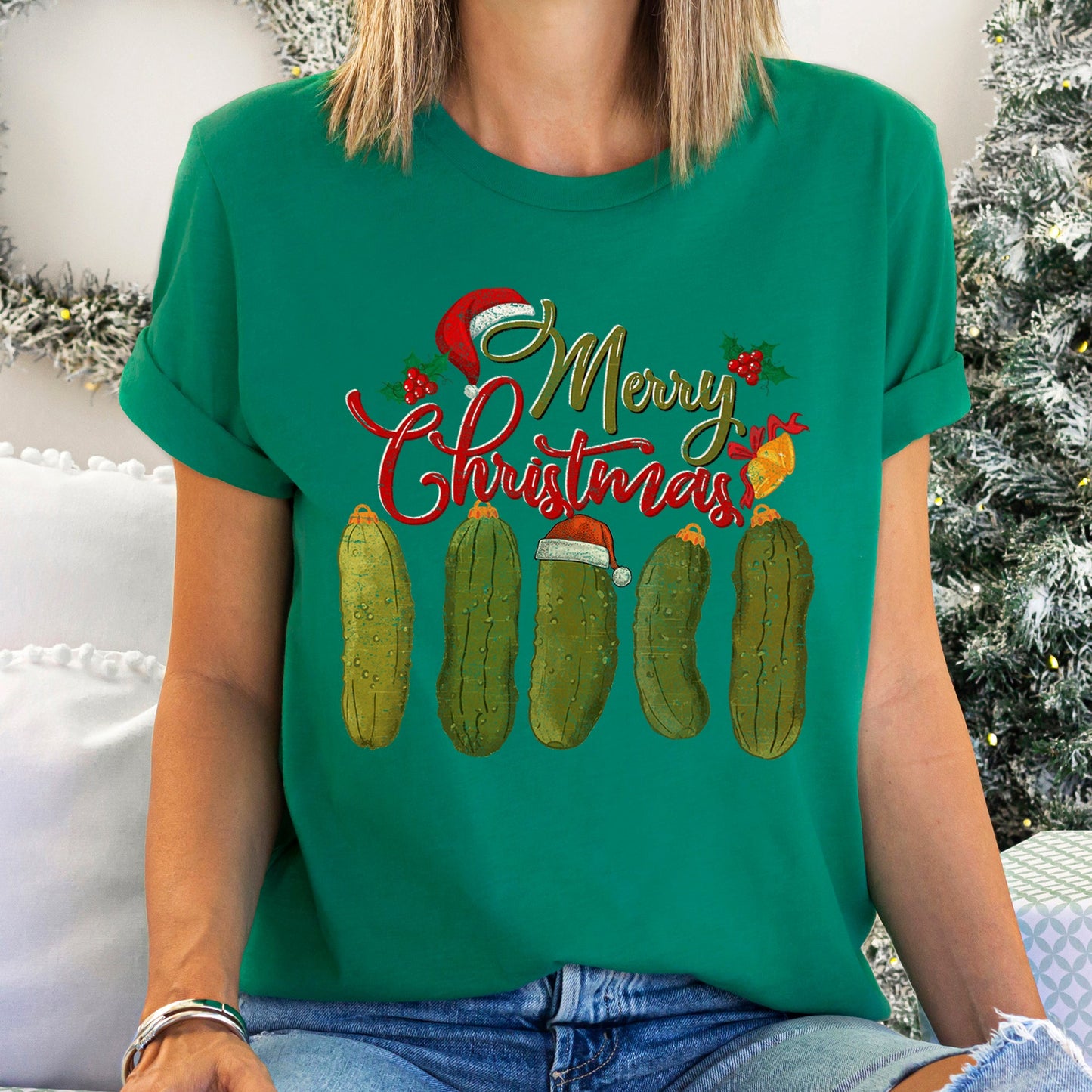 Merry Christmas Pickles, Classic, Retro, Vintage Super Soft Tees