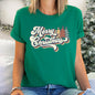 Merry Christmas Retro, Trees, Stacked Lettering, Classic Design Super Soft Tees