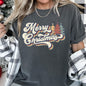 Merry Christmas Retro, Trees, Stacked Lettering, Classic Design, Comfort Colors Tshirt