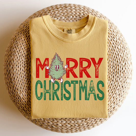 Merry Christmas Tree, Funny, Cute, Vintage, Retro, Winter, Santa, Xmas Tshirt Comfort Colors T-Shirt
