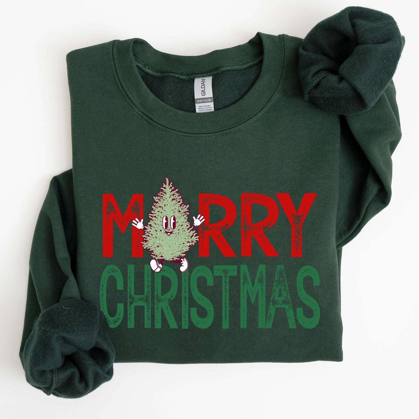 Merry Christmas Tree, Funny, Cute, Vintage, Retro, Winter, Santa, Xmas Sweatshirt