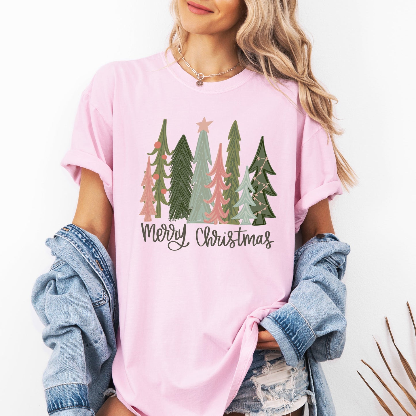 Merry Christmas Trees, Festive, Winter, Snow, Santa, Xmas Tshirt Comfort Colors T-Shirt