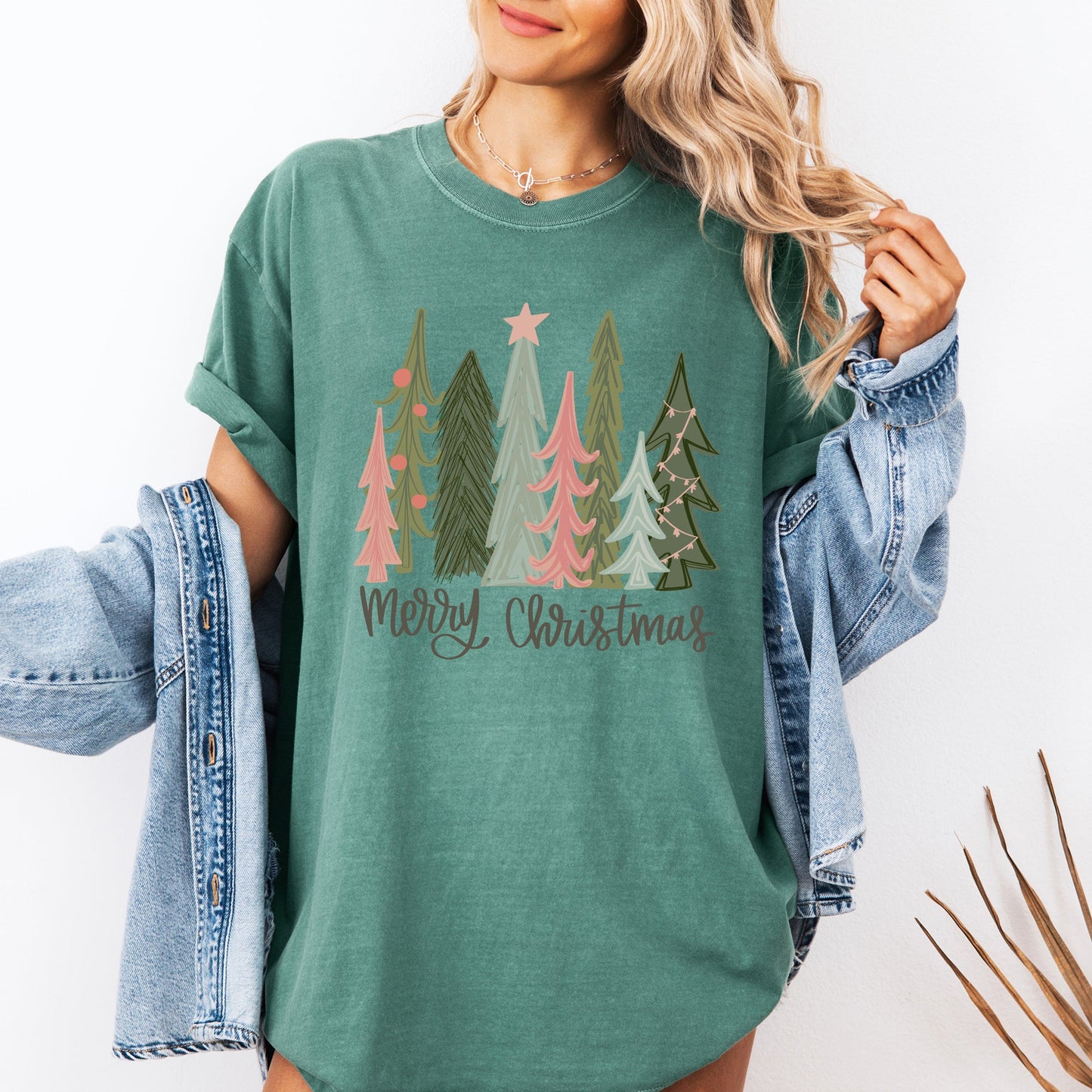 Merry Christmas Trees, Festive, Winter, Snow, Santa, Xmas Tshirt Comfort Colors T-Shirt