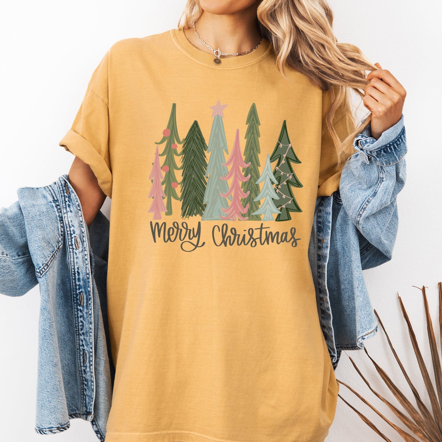 Merry Christmas Trees, Festive, Winter, Snow, Santa, Xmas Tshirt Comfort Colors T-Shirt