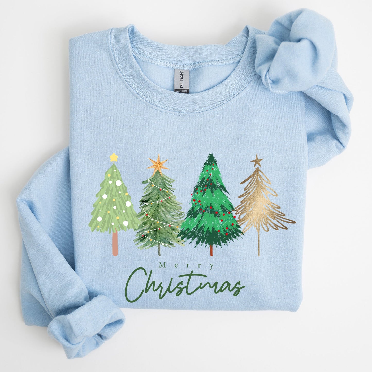 Merry Christmas Trees, Minimalist, Classic, Winter, Santa, Xmas Sweatshirt