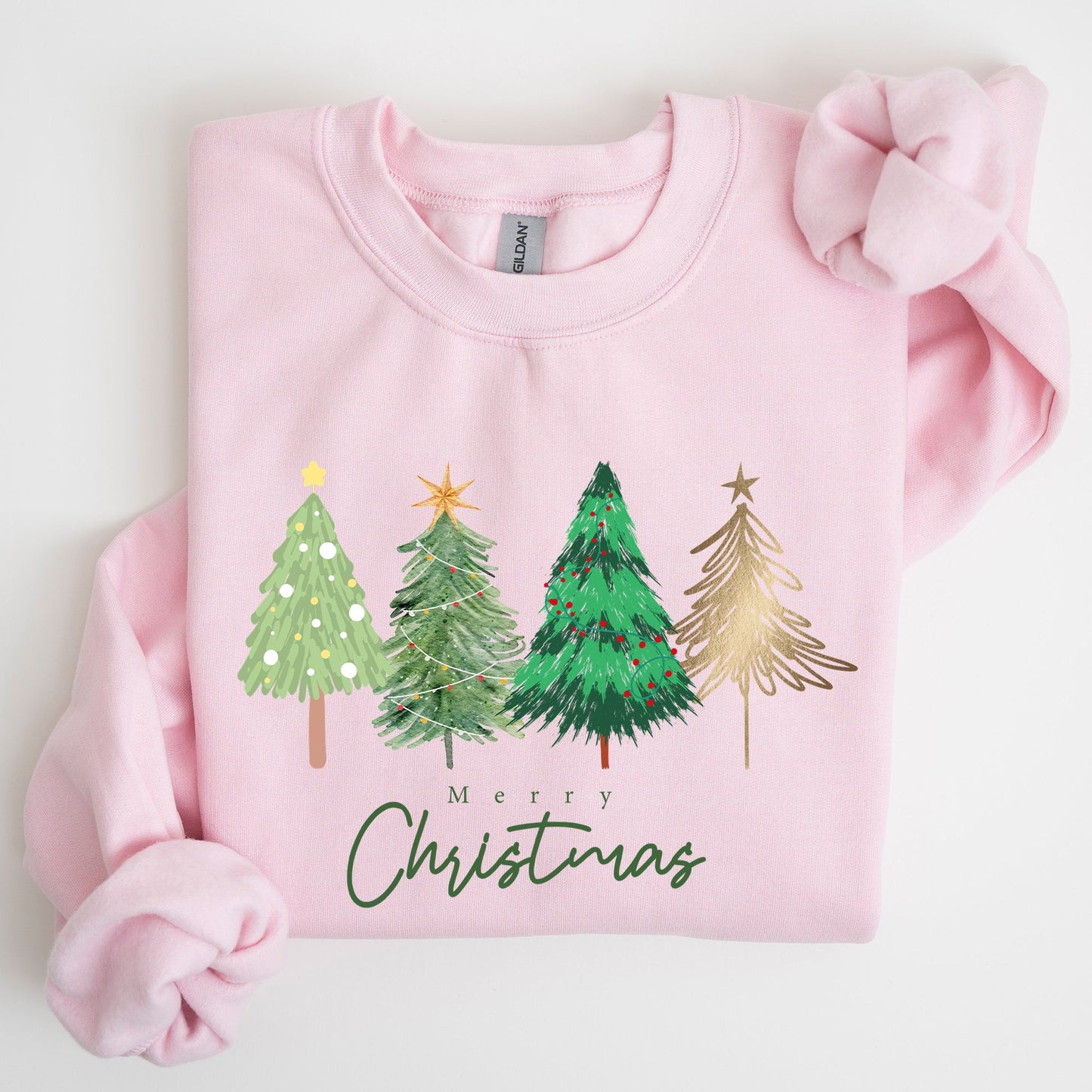 Merry Christmas Trees, Minimalist, Classic, Winter, Santa, Xmas Sweatshirt
