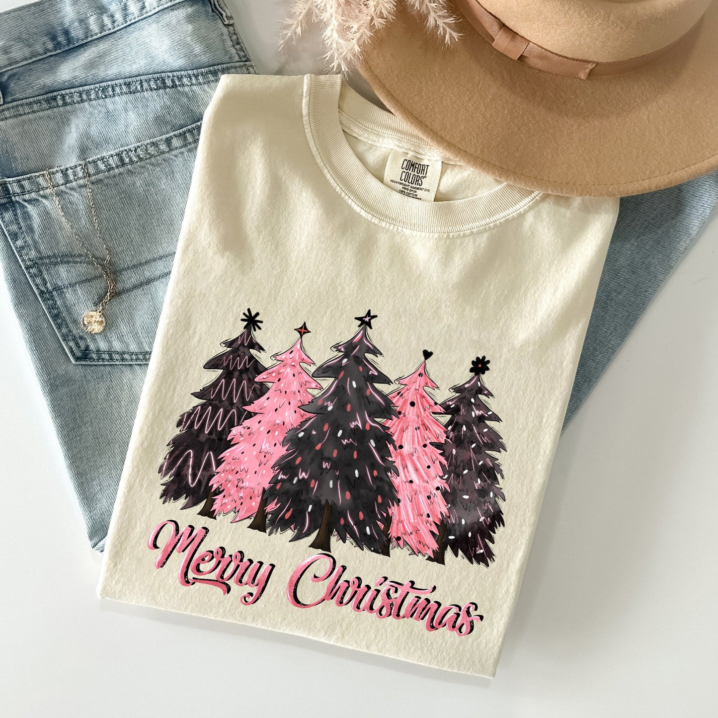Merry Christmas Trees, Winter, Snow, Santa, Xmas Tshirt Comfort Colors T-Shirt