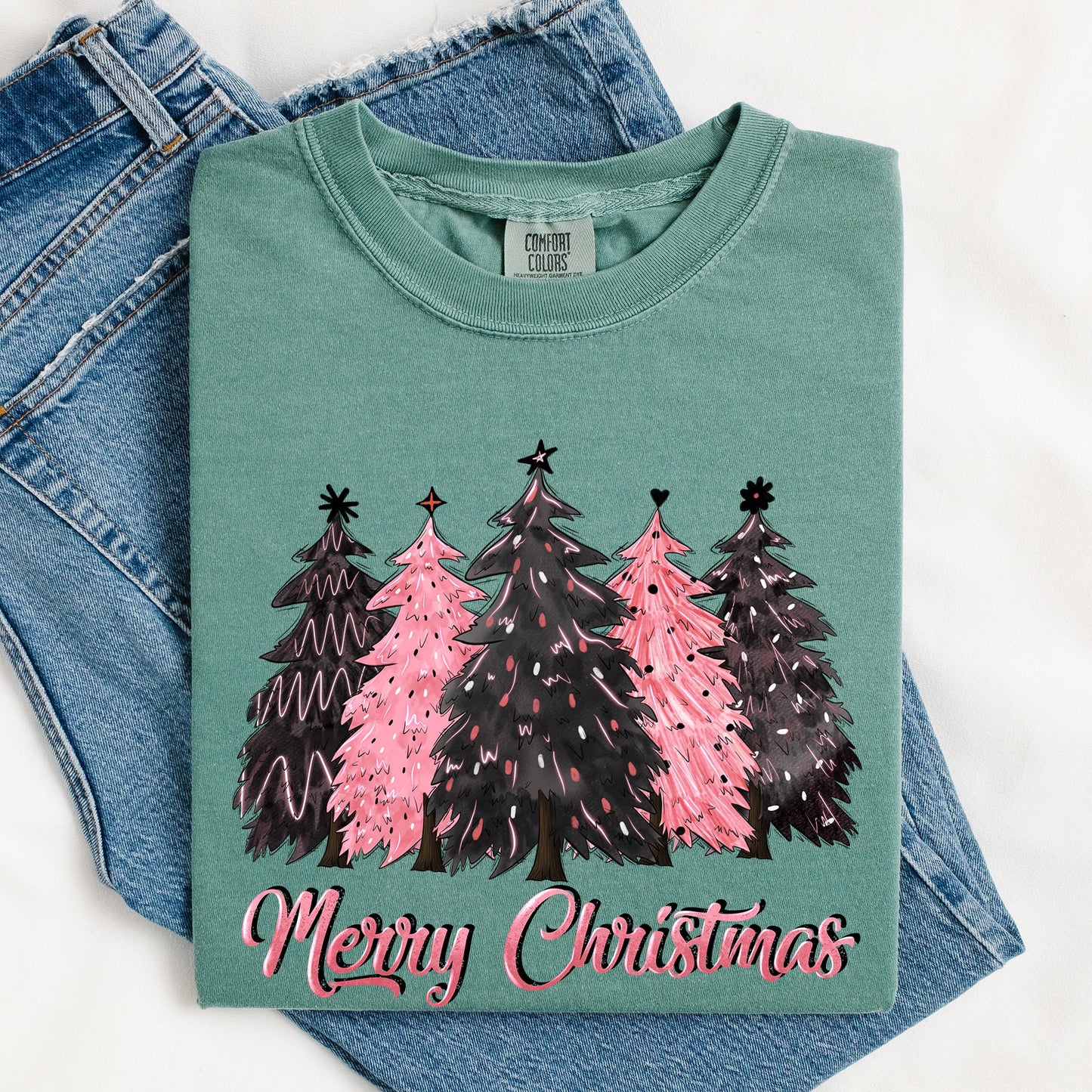 Merry Christmas Trees, Winter, Snow, Santa, Xmas Tshirt Comfort Colors T-Shirt