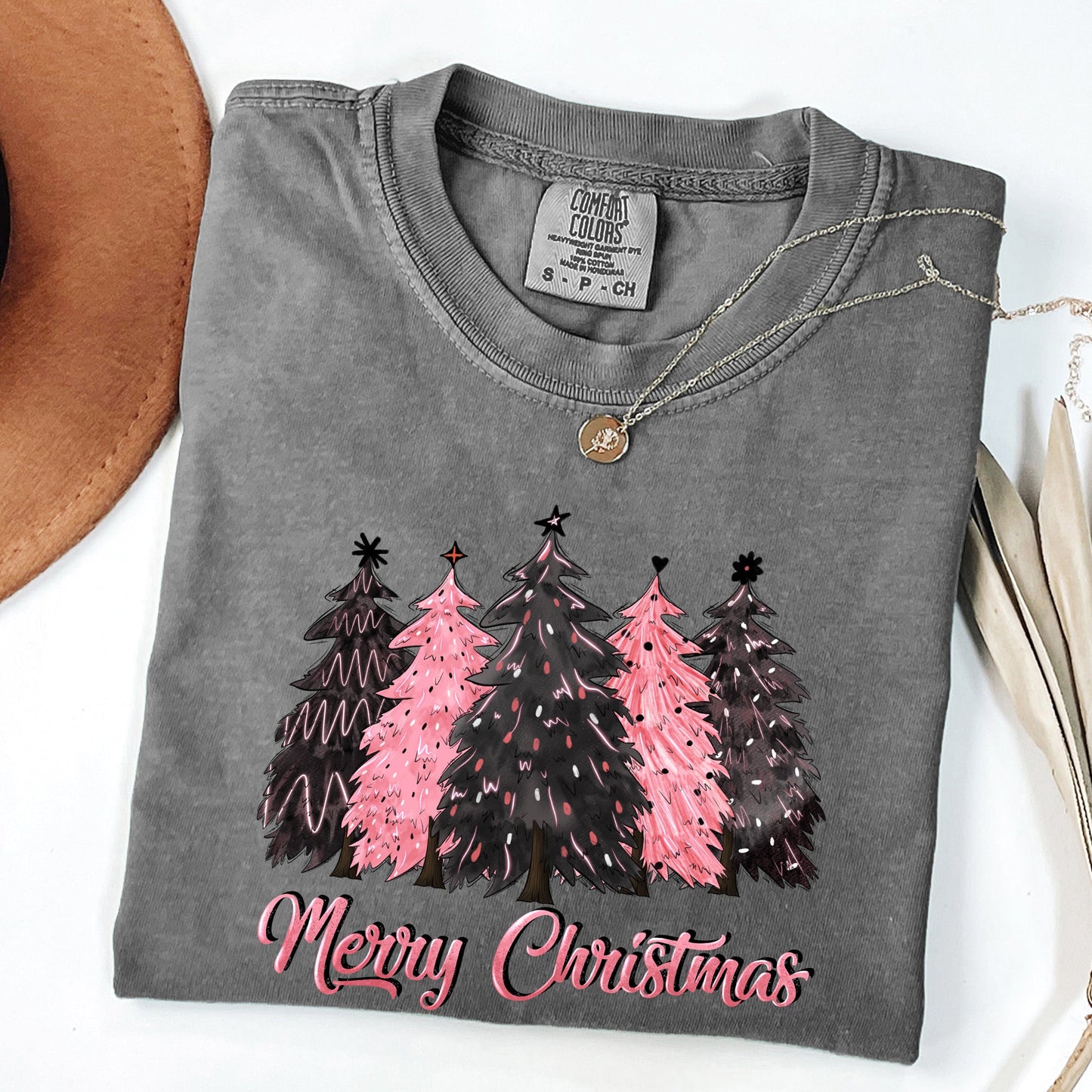 Merry Christmas Trees, Winter, Snow, Santa, Xmas Tshirt Comfort Colors T-Shirt