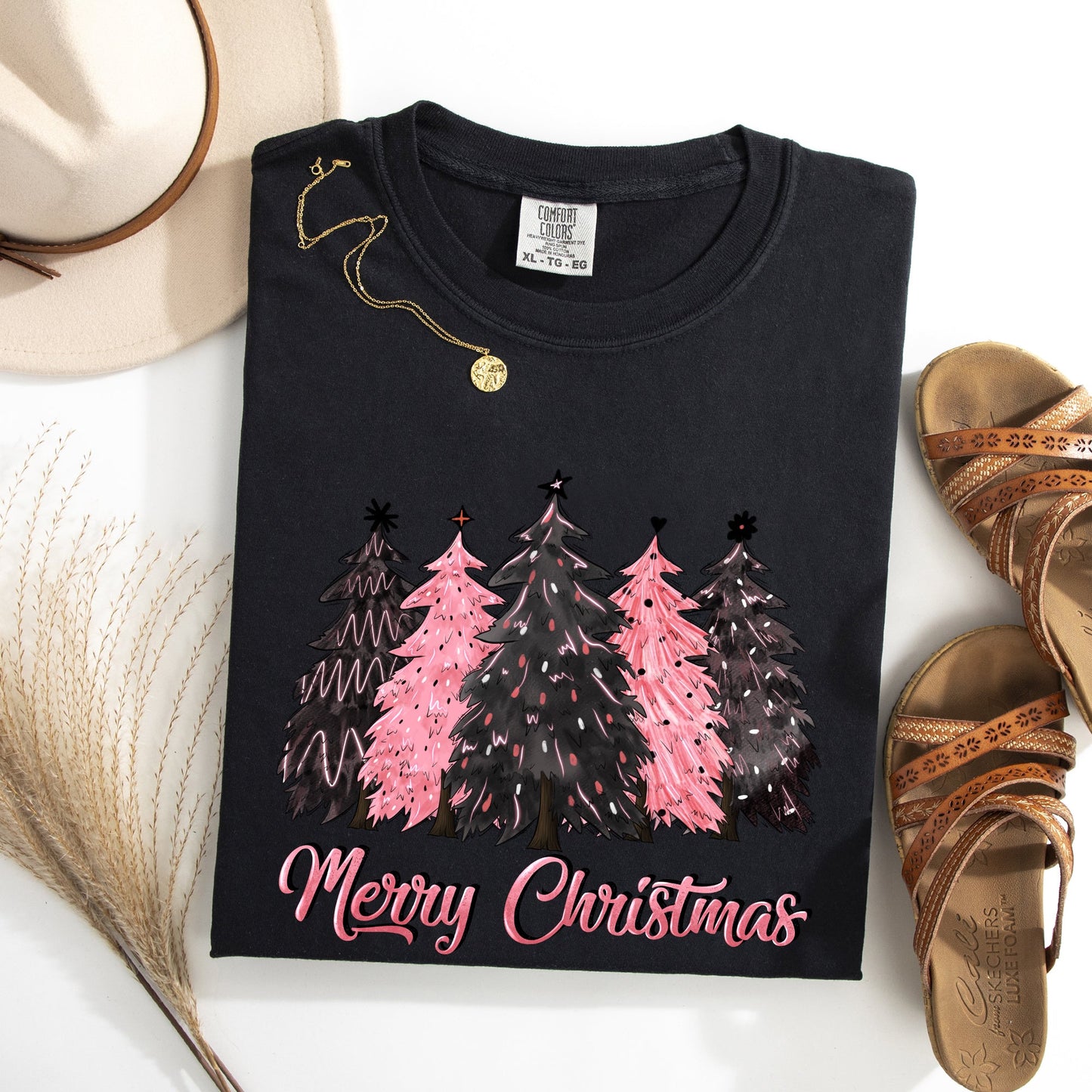 Merry Christmas Trees, Winter, Snow, Santa, Xmas Tshirt Comfort Colors T-Shirt