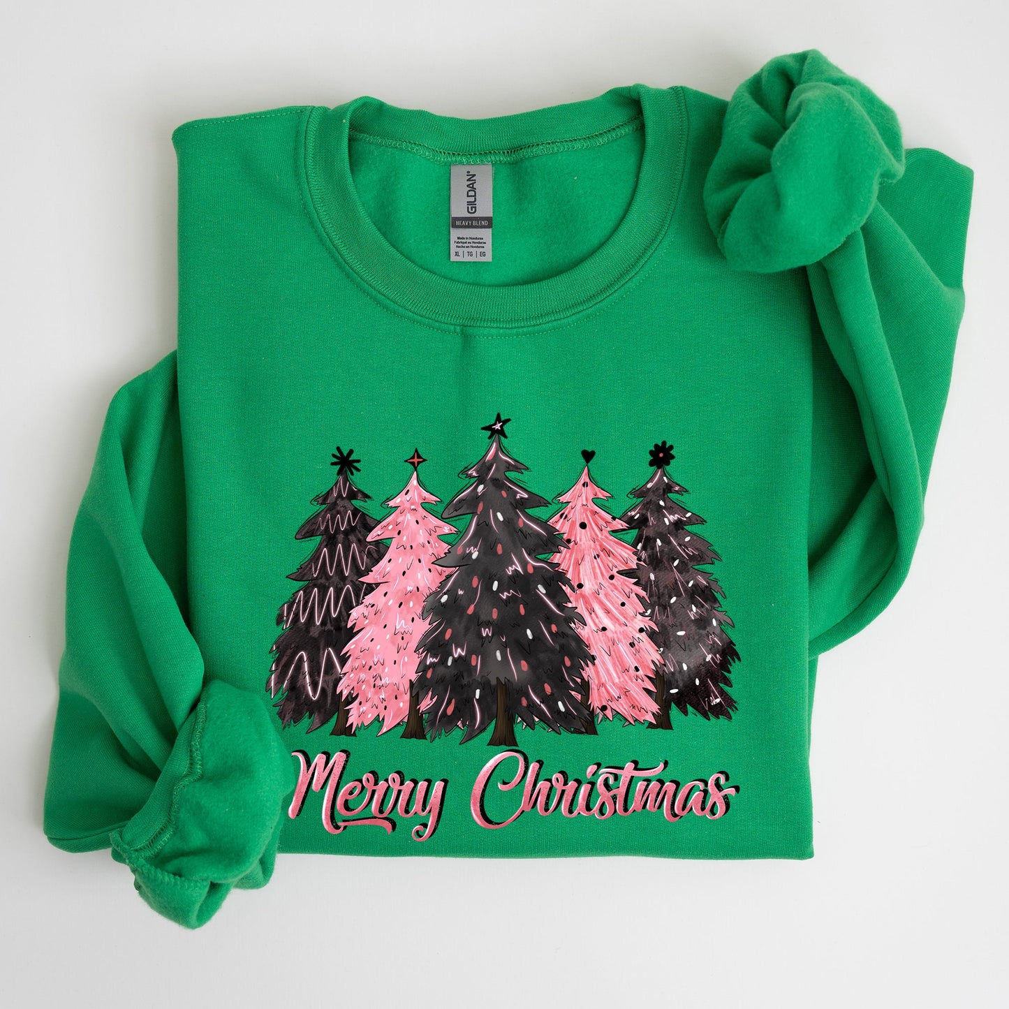 Merry Christmas Trees, Winter, Snow, Santa, Xmas Sweatshirt