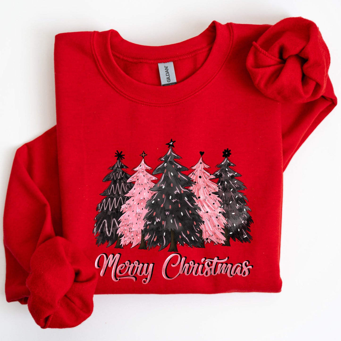 Merry Christmas Trees, Winter, Snow, Santa, Xmas Sweatshirt