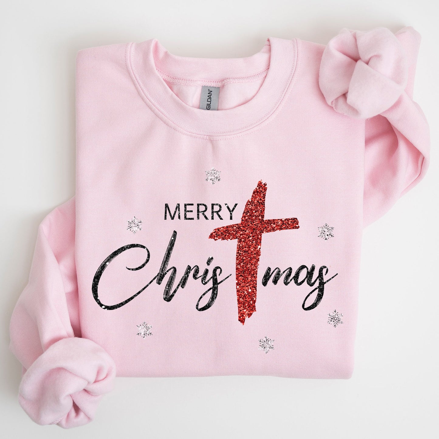 Merry Christmas, Christ, Faux Glitter, Religious, Gospel, Faith Sweatshirt