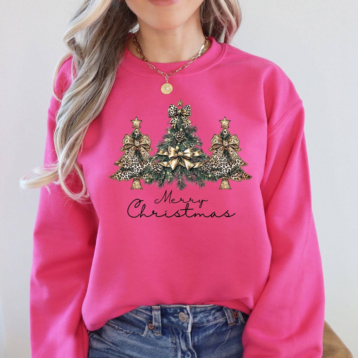 Merry Christmas, Christmas Trees Ribbons, Bows Sweatshirt