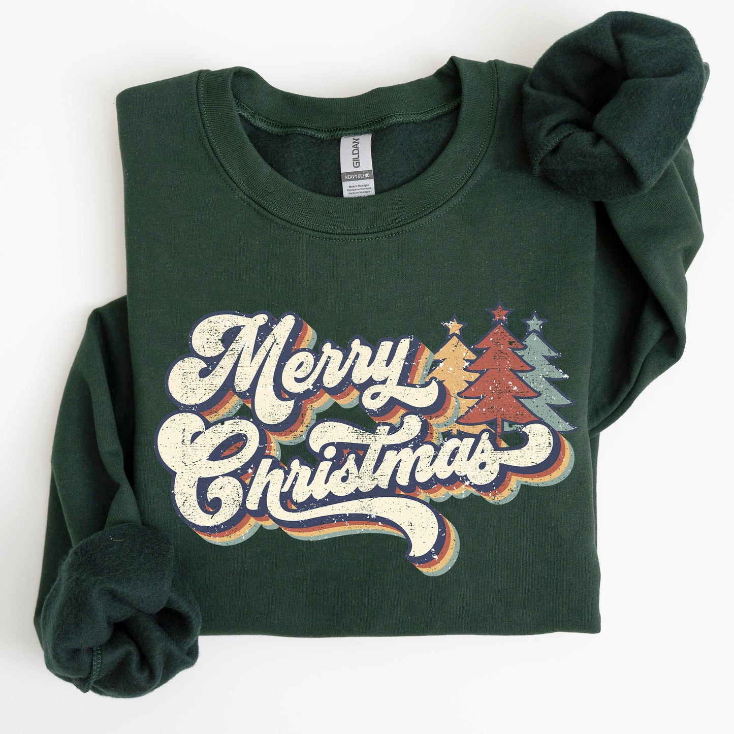 Merry Christmas, Colorful Retro, Christmas, Winter, Xmas, Santa Sweatshirt