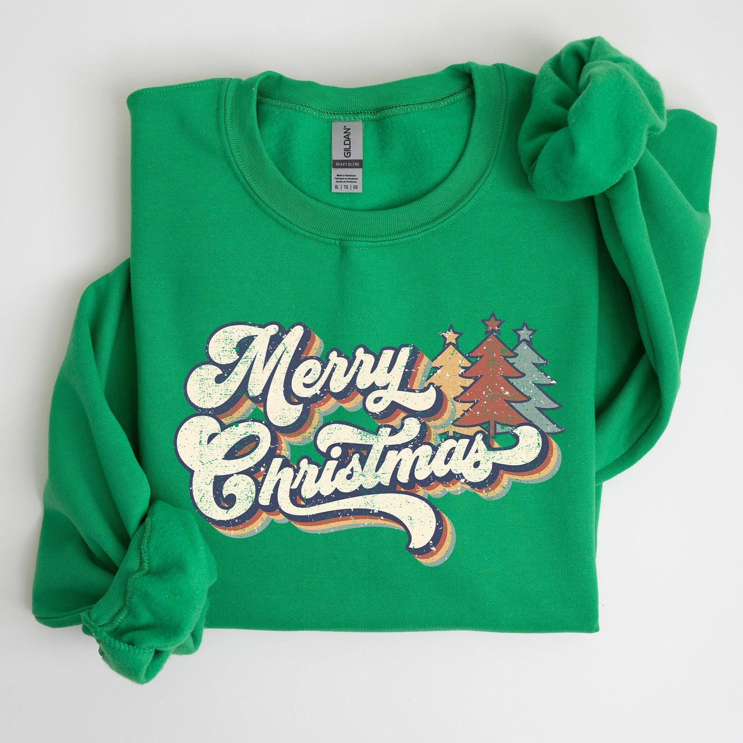 Merry Christmas, Colorful Retro, Christmas, Winter, Xmas, Santa Sweatshirt