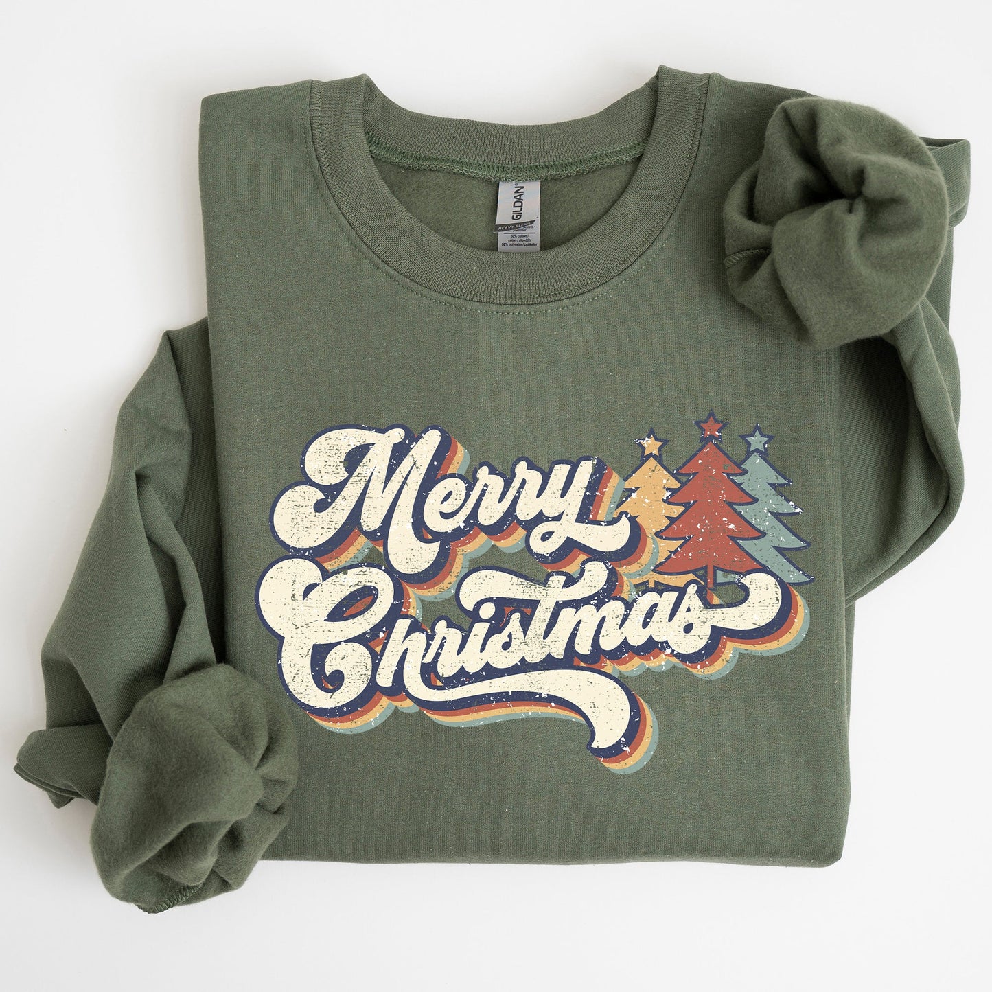 Merry Christmas, Colorful Retro, Christmas, Winter, Xmas, Santa Sweatshirt