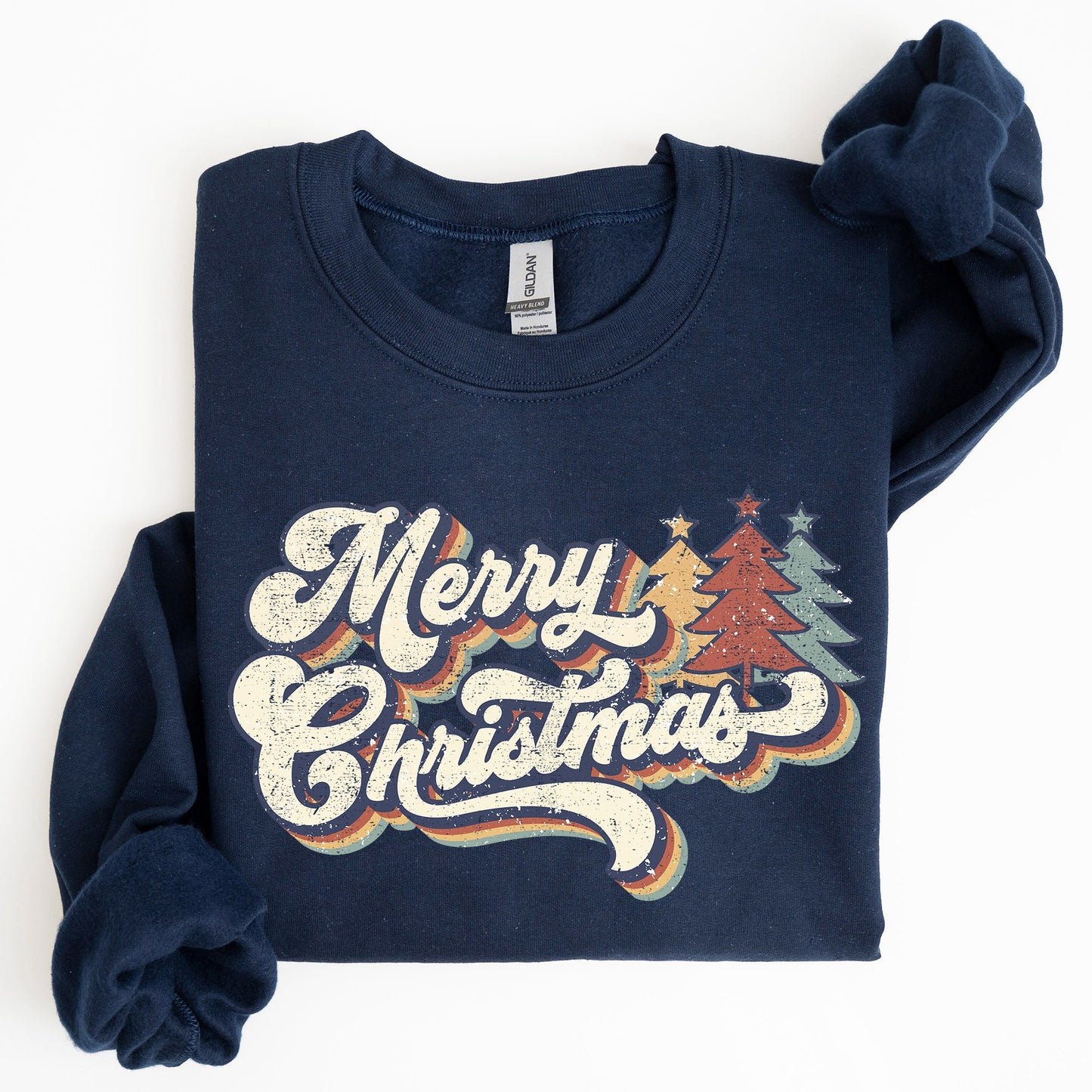 Merry Christmas, Colorful Retro, Christmas, Winter, Xmas, Santa Sweatshirt