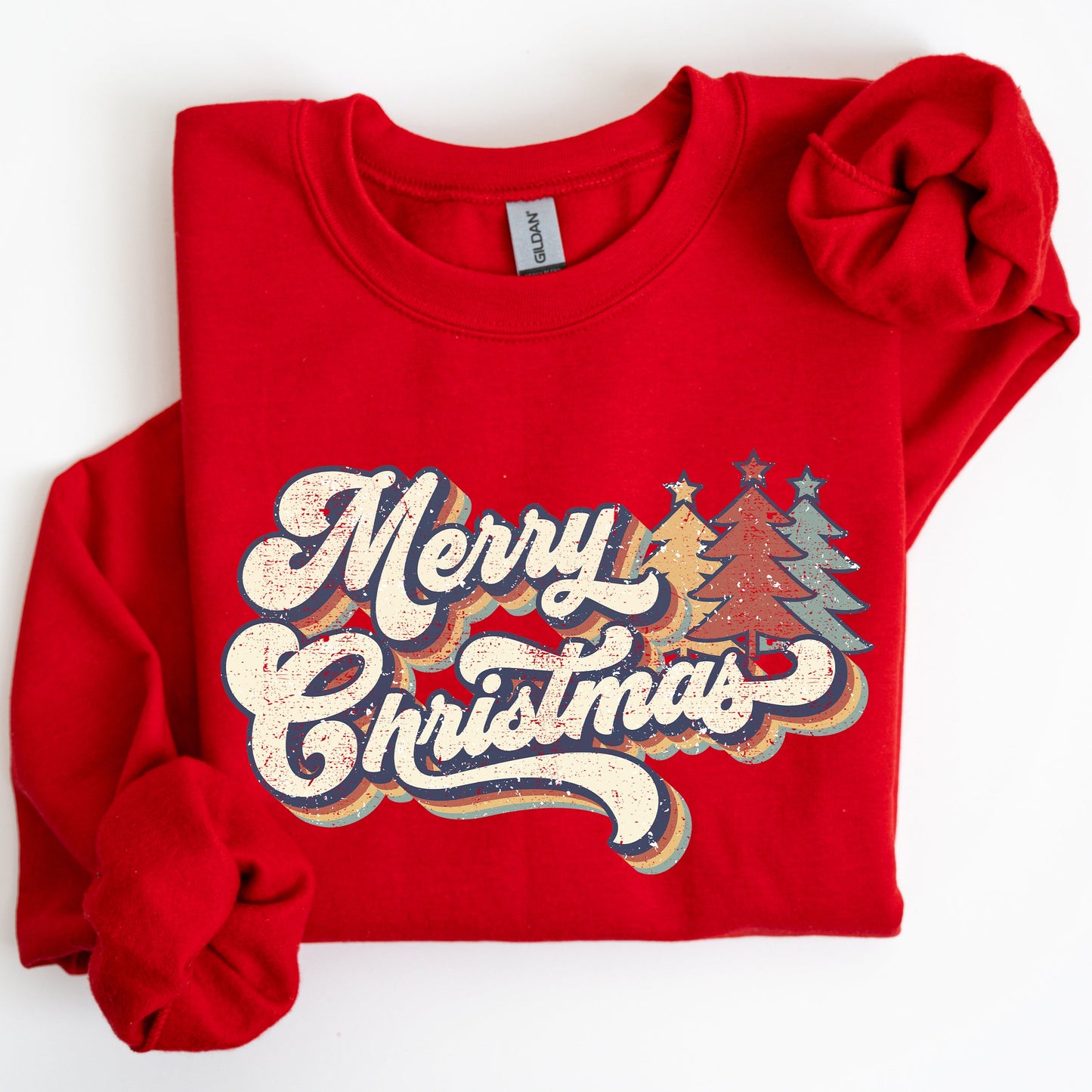 Merry Christmas, Colorful Retro, Christmas, Winter, Xmas, Santa Sweatshirt