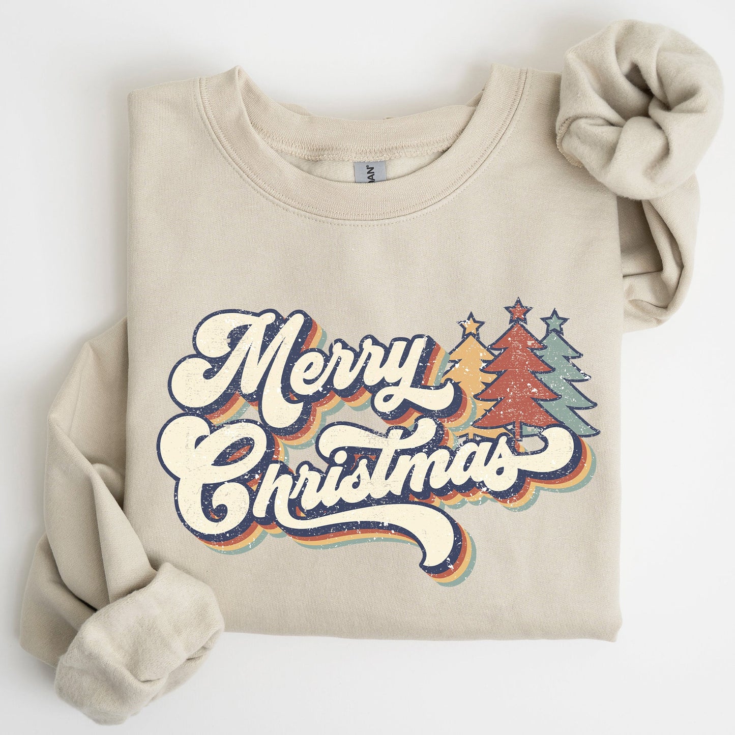 Merry Christmas, Colorful Retro, Christmas, Winter, Xmas, Santa Sweatshirt
