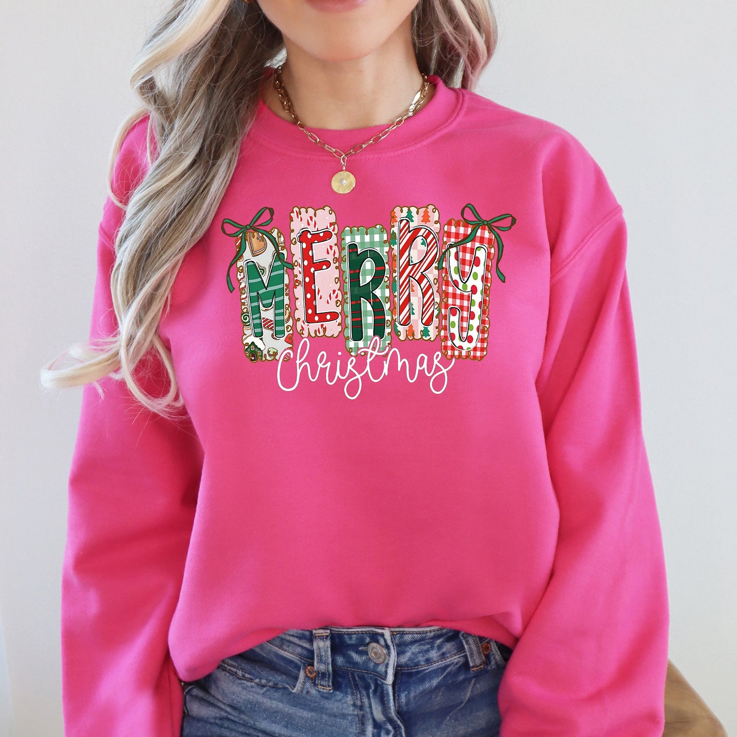 Merry Christmas, Colorful, Retro Sweatshirt
