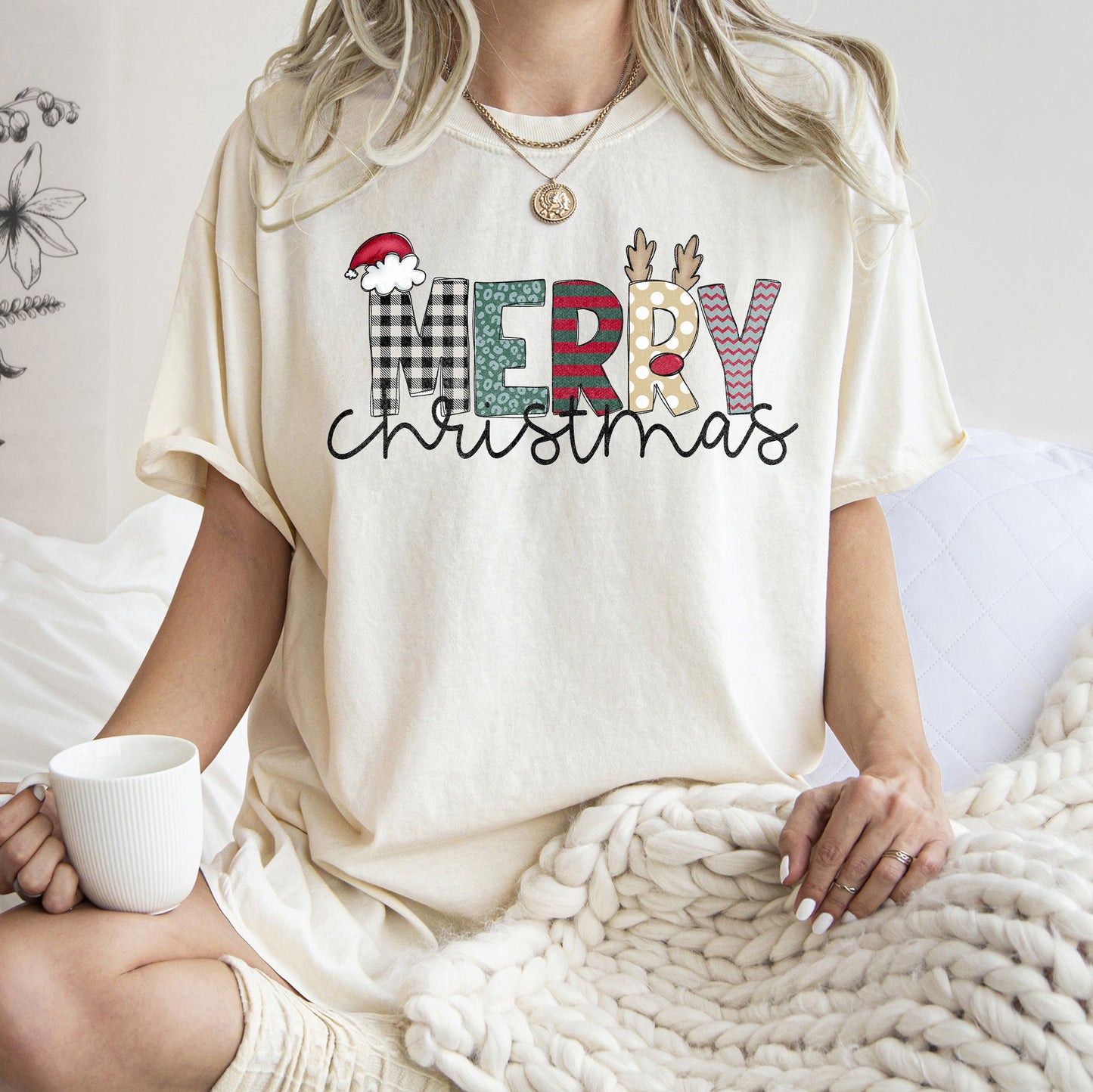 Merry Christmas, Funny Text, Santa , Comfort Colors Tshirt