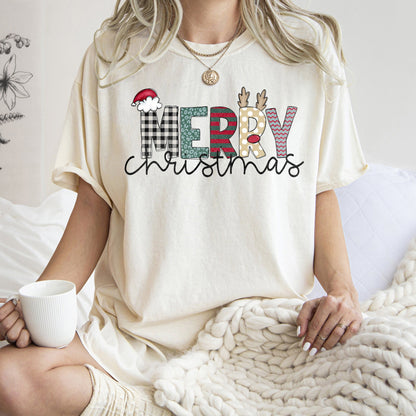 Merry Christmas, Funny Text, Santa , Comfort Colors Tshirt