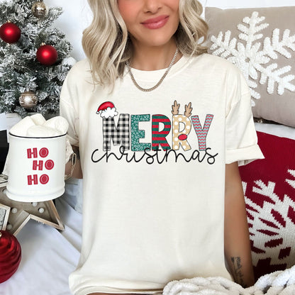 Merry Christmas, Funny Text, Santa , Comfort Colors Tshirt