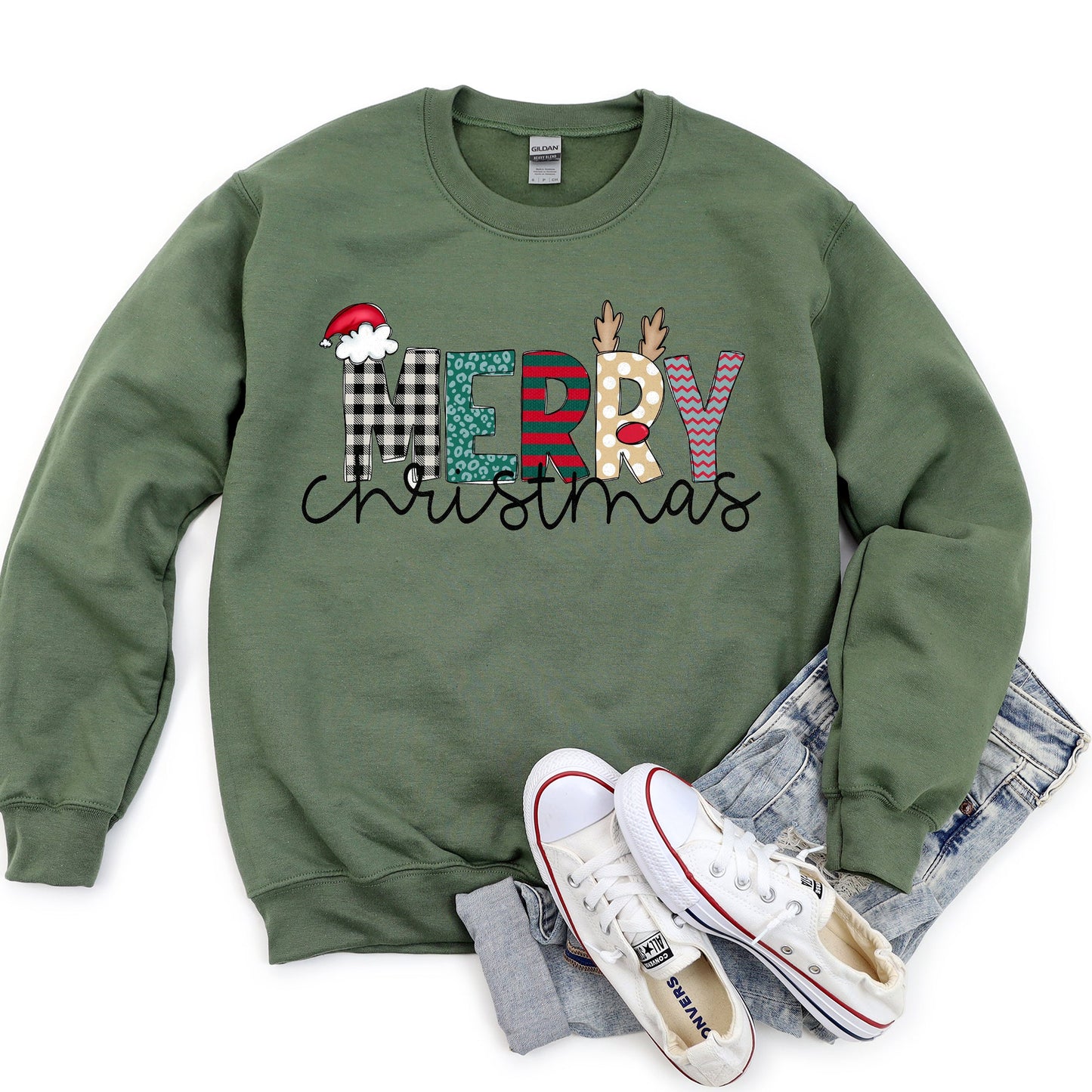 Merry Christmas, Funny Text Sweatshirt