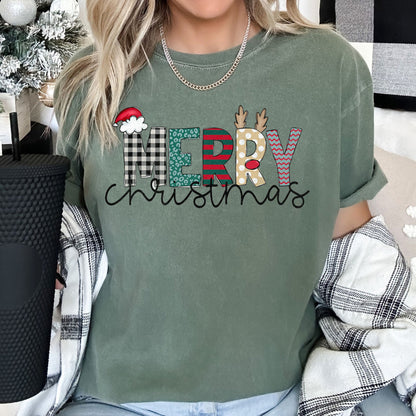 Merry Christmas, Funny Text, Santa , Comfort Colors Tshirt