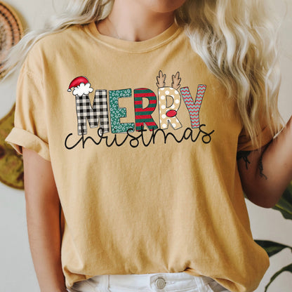 Merry Christmas, Funny Text, Santa , Comfort Colors Tshirt