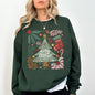 Merry Christmas, Green Floral, Flowers, Xmas Sweatshirt