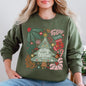 Merry Christmas, Green Floral, Flowers, Xmas Sweatshirt