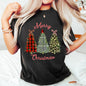 Merry Christmas, Leopard Print and Plaid Trees With Ribbons, Comfort Colors Tshirt