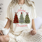 Merry Christmas, Leopard Print and Plaid Trees With Ribbons, Comfort Colors Tshirt