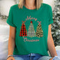 Merry Christmas, Leopard Print and Plaid Trees With Ribbons, Super Soft Tee