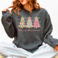 Merry Christmas, Pastel Christmas Trees, Santa, Colorful, Painting, Colorful Sweatshirt