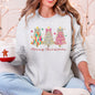Merry Christmas, Pastel Christmas Trees, Santa, Colorful, Painting, Colorful Sweatshirt
