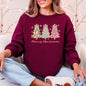 Merry Christmas, Pastel Christmas Trees, Santa, Colorful, Painting, Colorful Sweatshirt