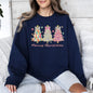 Merry Christmas, Pastel Christmas Trees, Santa, Colorful, Painting, Colorful Sweatshirt