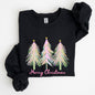 Merry Christmas, Pastel Trees, Winter, Santa, Xmas Sweatshirt