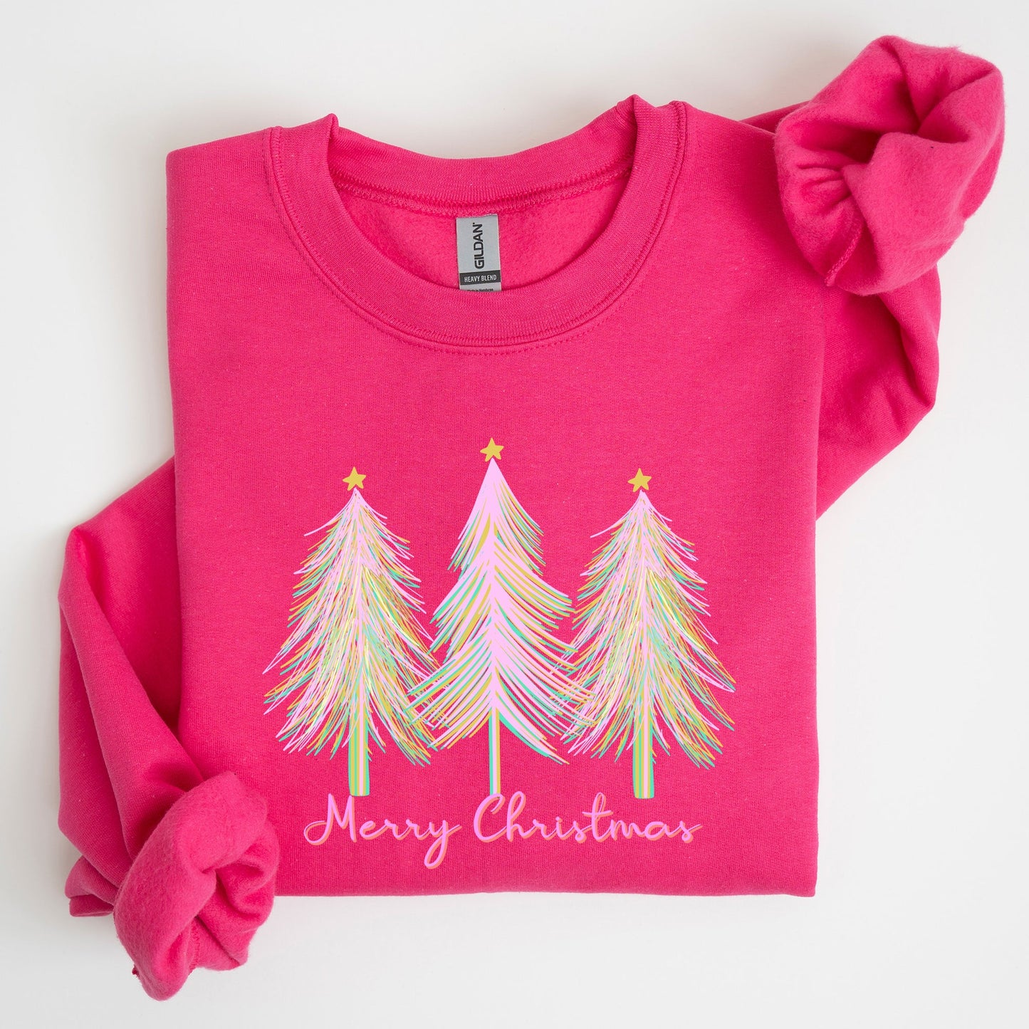 Merry Christmas, Pastel Trees, Winter, Santa, Xmas Sweatshirt