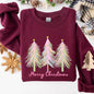 Merry Christmas, Pastel Trees, Winter, Santa, Xmas Sweatshirt