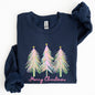 Merry Christmas, Pastel Trees, Winter, Santa, Xmas Sweatshirt