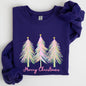 Merry Christmas, Pastel Trees, Winter, Santa, Xmas Sweatshirt