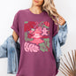 Merry Christmas, Pink Floral, Flowers, Xmas Tshirt Comfort Colors T-Shirt