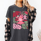 Merry Christmas, Pink Floral, Flowers, Xmas Tshirt Comfort Colors T-Shirt